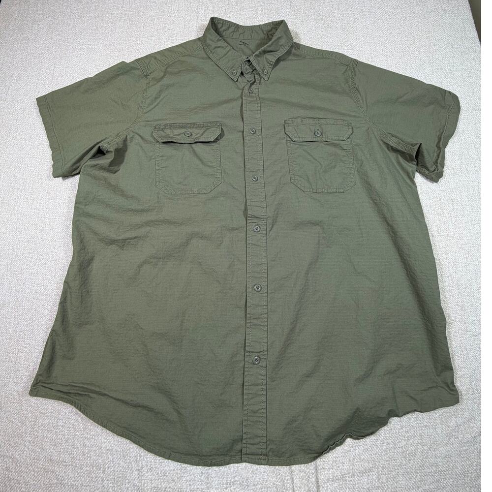 Brahma Mens 3XL Green Ripstop Short Sleeve Button Front Collared Work Shirt Wear